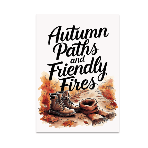 Hand-Drawn Fall Wall Art - Autumn Paths and Friendly Fires - 13x19 Poster Print