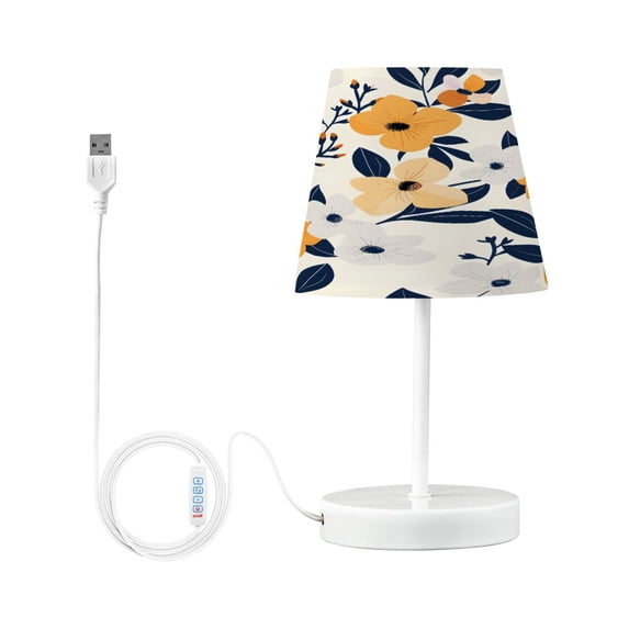 Hand Drawn Floral Flower Desk Lamp LED Table Nightstand Lamps with 3 Color Temperatures for Home Bedroom Living Room Decor 6x11