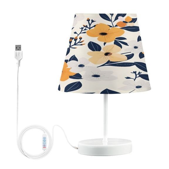 Hand Drawn Floral Flower Desk Lamp LED Table Nightstand Lamps with 3 Color Temperatures for Home Bedroom Living Room Decor 8x12