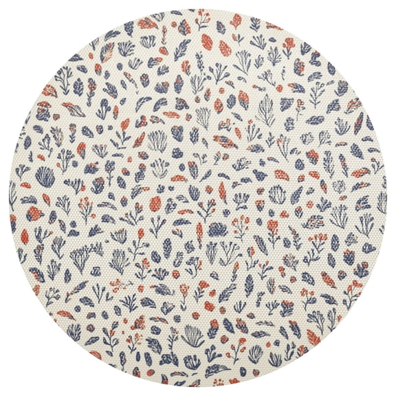 Hand Drawn Flower Design 15.4in Diameter PVC Plate Mat, Heat-Resistant and Cuttable, Kitchen Decor