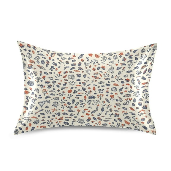 Hand Drawn Flower Design Luxury Silky Soft Pillowcase Standard Size Wrinkle Resistant Envelope Closure 20x26in