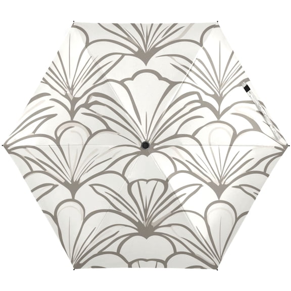 Hand Drawn Flowers Decoration Umbrellas for Sun Auto Open Close UV50+ Waterproof 5-Fold Compact Fiberglass Frame