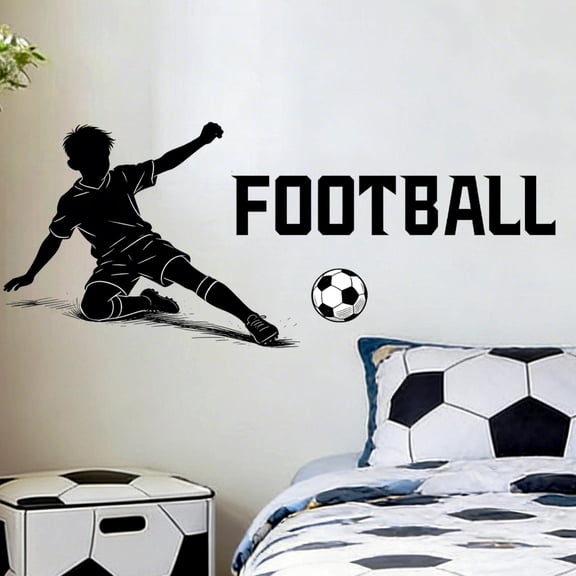 Hand Drawn Football Player Sticker, Bedroom Living Room Home Background Decoration, Wall Stickers for Teen Room, Sports Theme, Fan Cave, Removable Decal