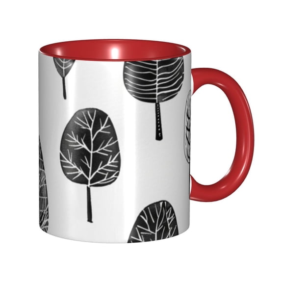 Hand Drawn Forest Coffee Mug Fun Custom Ceramic Mugs 11oz Red