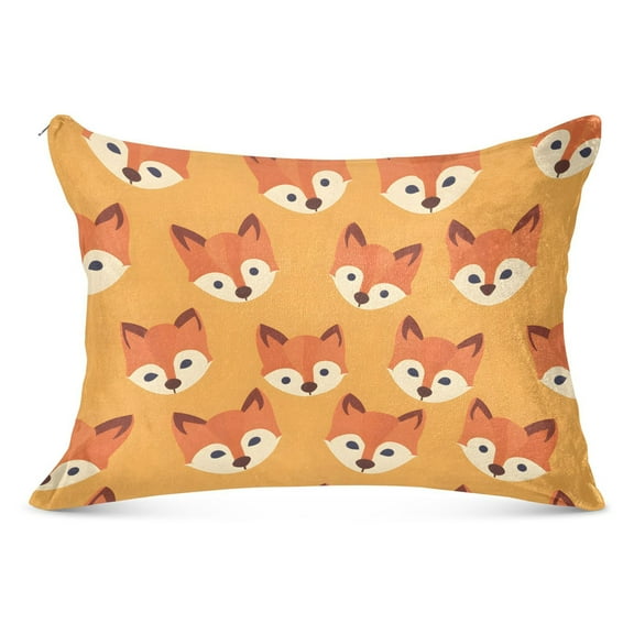 Hand Drawn Fox Face Plush Pillow Cases Standard Size Ultra Soft Warm Pillowcases with Zipper 20"x26"