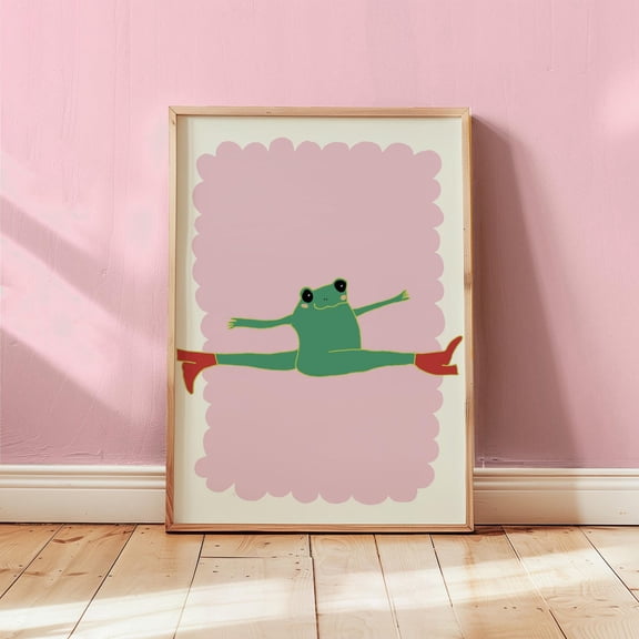 Hand Drawn Frog Nursery Print Retro Whimsical Room Wall Decor