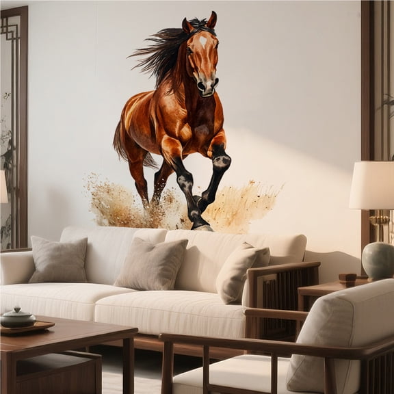 Hand Drawn Galloping Horse Self Adhesive Wall Stickers, Creative Animal Art Mural Decal for Bedroom, Living Room, Office Background Wall Home Decor