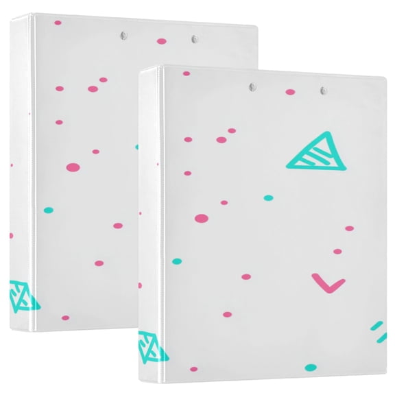 Hand Drawn Geometric Design 12.4x10.6in PVC Round Ring Binder, D-Ring 3-Hole, Metal Clip, 200 Sheets