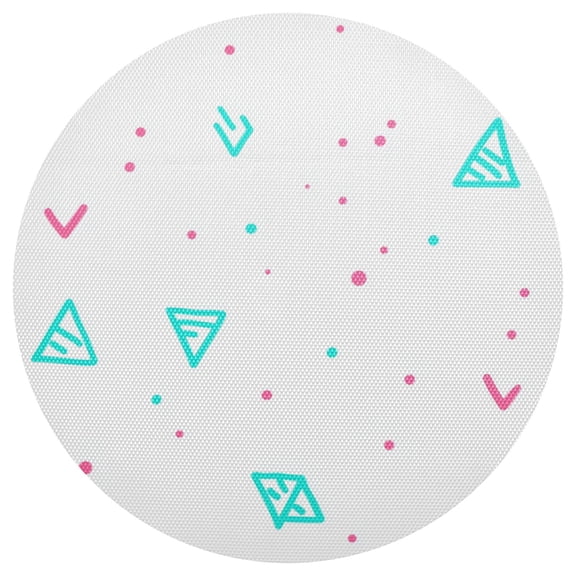 Hand Drawn Geometric Design 15.4in Diameter PVC Plate Mat, Heat-Resistant and Cuttable, Kitchen Decor