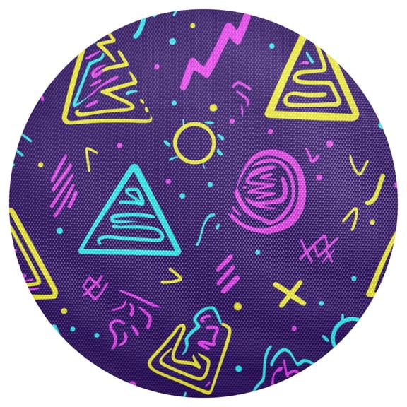 Hand Drawn Geometric Pattern 15.4in Diameter PVC Plate Mat, Heat-Resistant and Cuttable, Kitchen Decor