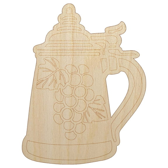 Hand Drawn German Beer Stein Wood Shape Unfinished Piece Cutout Craft DIY Projects - 4.70 Inch Size - 1/4 Inch Thick