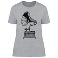 thumbnail image 1 of Hand Drawn Gramophone Design T-Shirt Women -Image by Shutterstock, Female Large, 1 of 2