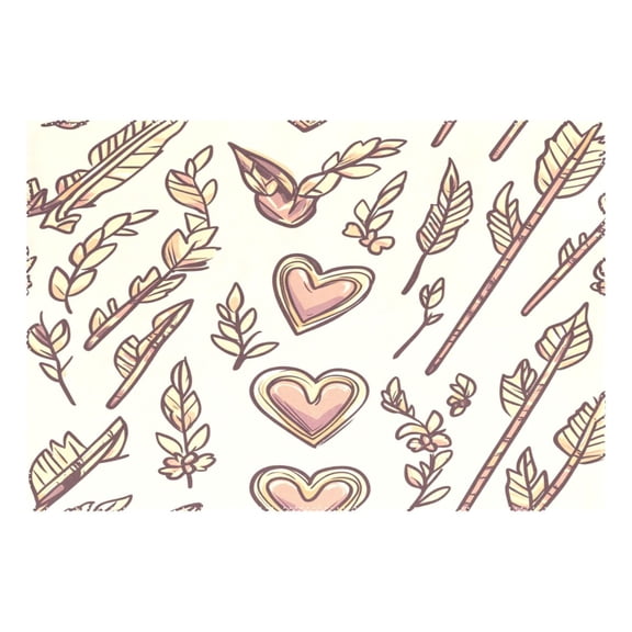 Hand Drawn Heart Shape 12x18in Heat-Resistant Non-Slip Place Mat, Durable and Wrinkle-Resistant