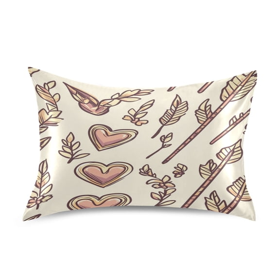 Hand Drawn Heart Shape Satin Pillowcase 20''x26'' Double-Sided Print Soft Wrinkle Resistant