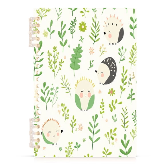 Hand Drawn Hedgehog Pattern A5 8.3x5.7in PP Notebook, Adjustable Rings, 60 Sheets, Diary or Journey Note