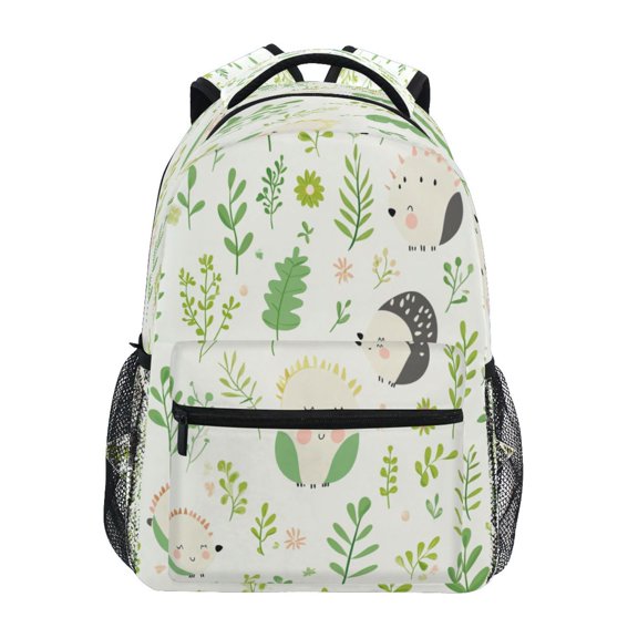 Hand Drawn Hedgehog Pattern Stylish Large Backpack 15L Self-Standing Durable Twill for School, Office and Travel Use