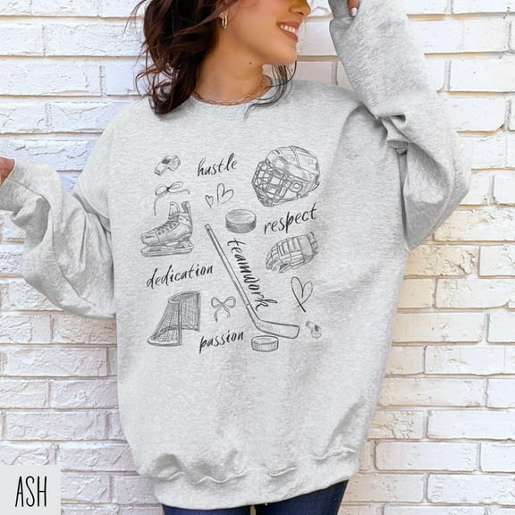 Hand Drawn Hockey Sweatshirt, Hockey Mom Sweater, Hockey Game Day Sweatshirt, Hockey Mom, Hockey Player, Doodle Hockey Shirt, All Size S-5Xl