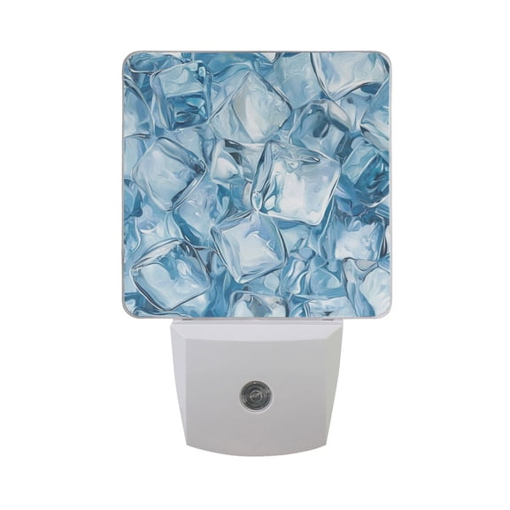 Hand Drawn Ice Cubes Summer LED Night Light with Smart Sensor Plug Into Wall Dusk to Dawn 2 packs