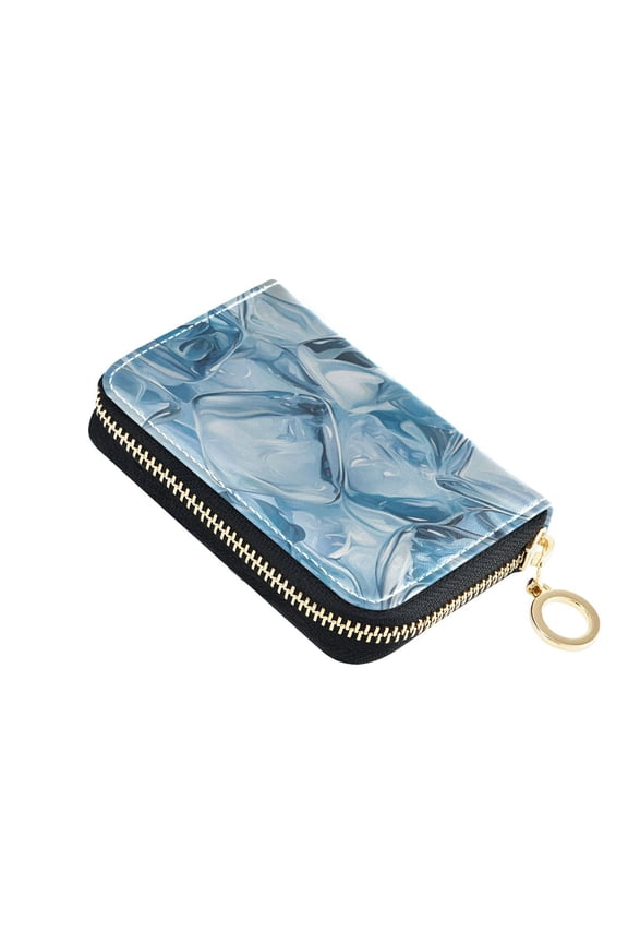 Hand Drawn Ice Cubes Summer Women's Credit Card Holder PU Leather Zipper Wallet RFID Blocking