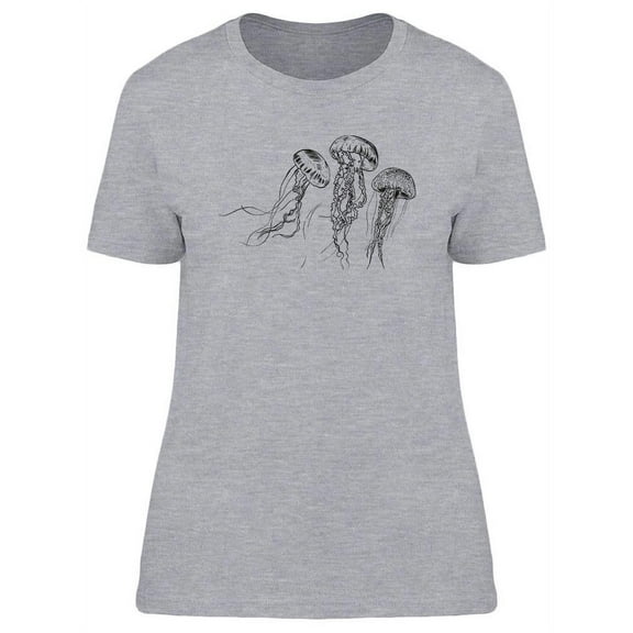 Hand Drawn Jellyfish Design T-Shirt Women -Image by Shutterstock, Female x-Large