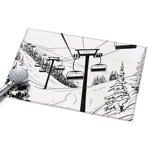Hand Drawn Landscape 2x3ft Non Slip Area Rug Cable Cars Mountain Forest Washable&nbsp;Soft Area Rugs for Living Room, Indoor&nbsp;Circle Carpet for Bedroom Dining Room Kitchen