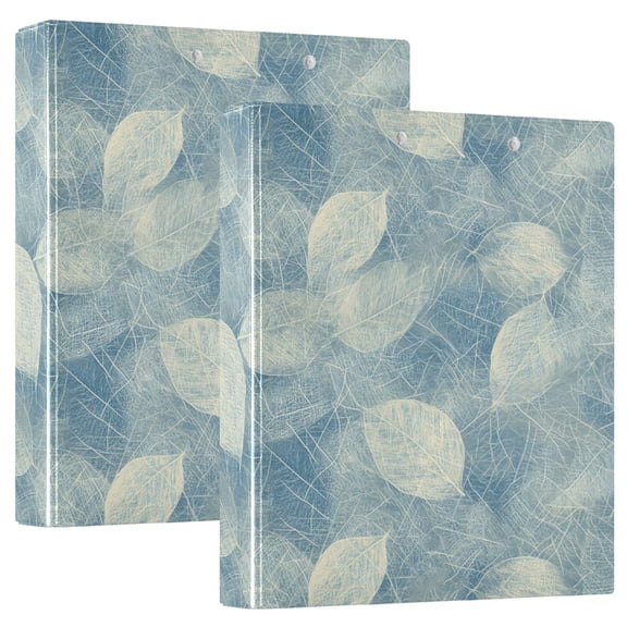 Hand Drawn Leaf 2 Pcs Hardcover 3 Ring Binder 1.5” Round Rings Letter Size Paper Pockets for School Office Supplies