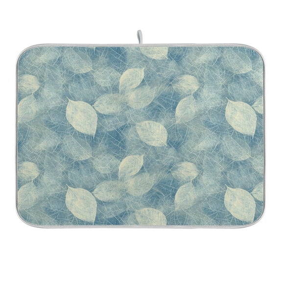 Hand Drawn Leaf Dish Drying Mat 16x18 Absorbent Microfiber Draining Rack Pad for Kitchen Counter Sink
