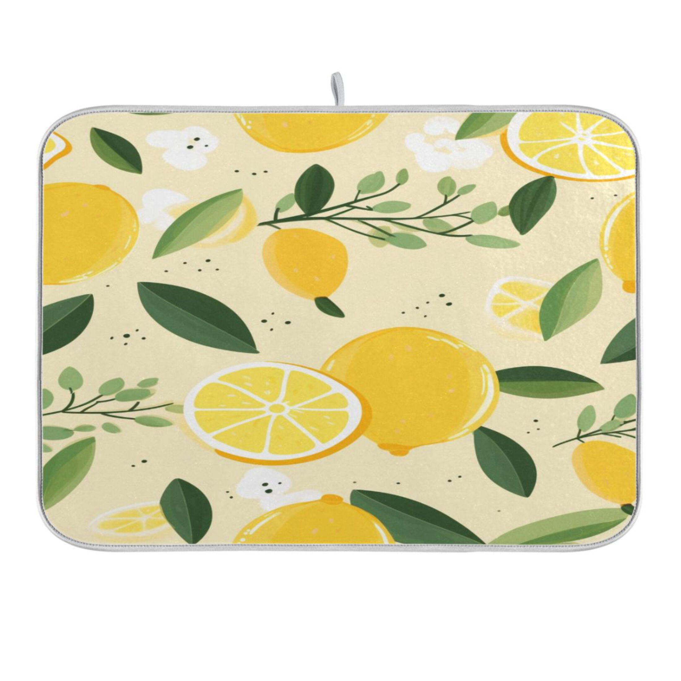 Lemon Drying Mat For Kitchen Counter Leaves Dish Drying Mat Large
