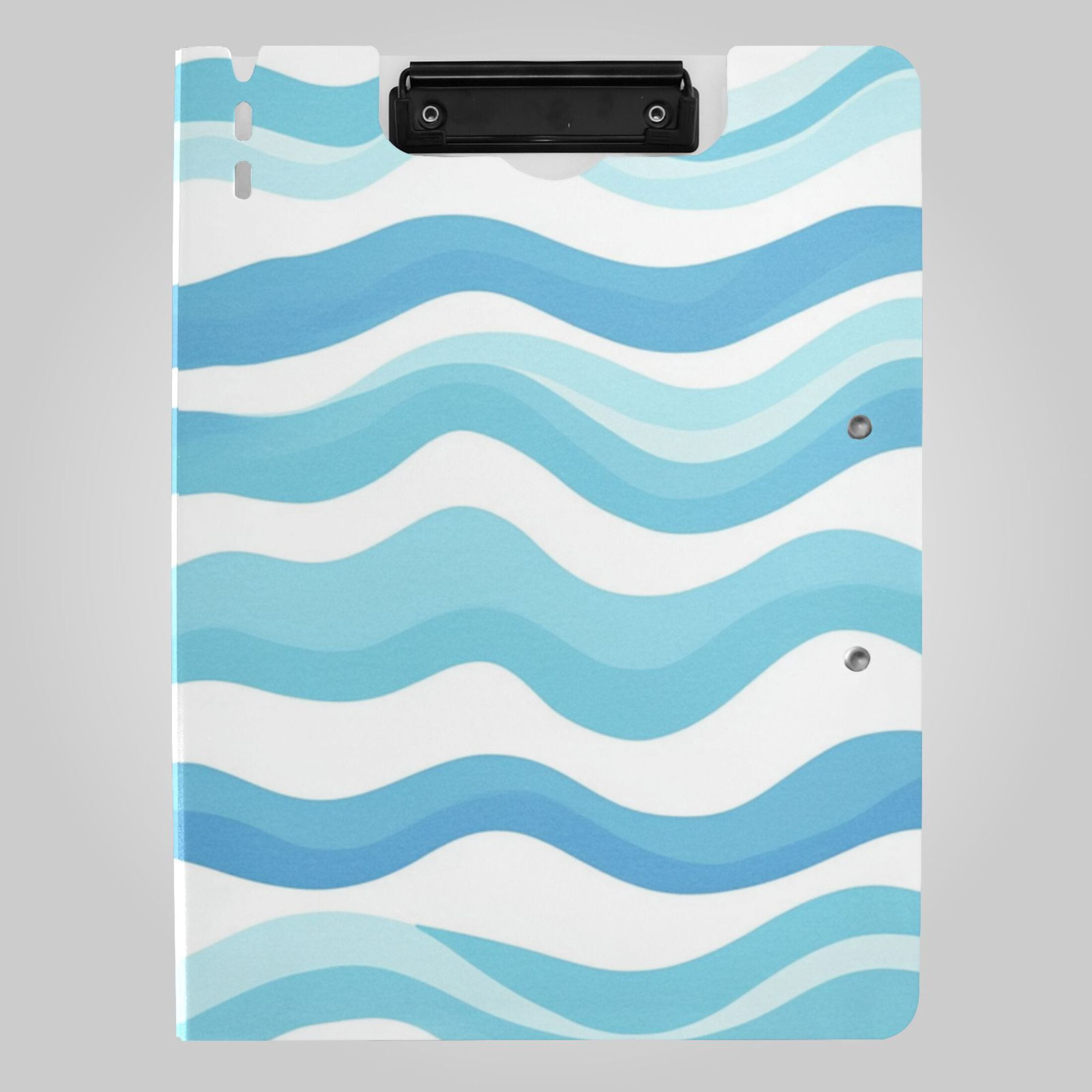 Hand Drawn Light Blue Wavy Line Foldable Binder Folder Clipboard with ...