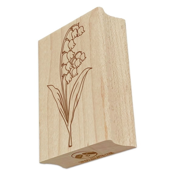 Hand Drawn Lily of the Valley Flower Rectangle Rubber Stamp Stamping Scrapbooking Crafting - Large 2.5in