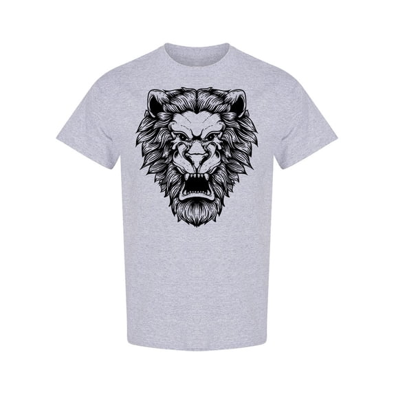Hand Drawn Lion Head T-Shirt Men -Image by Shutterstock, Male 3X-Large