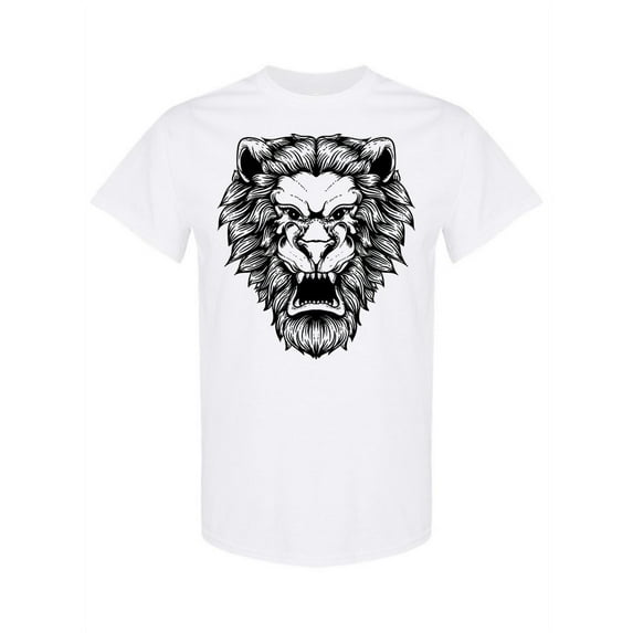 Hand Drawn Lion Head T-Shirt Men -Image by Shutterstock, Male Small