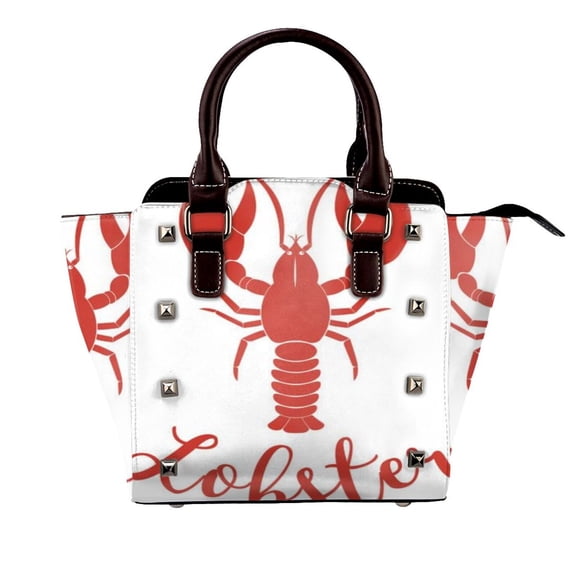 Hand Drawn Lobster Logo Rivet Fashion One-Shoulder Women's Handbag Tote Bag