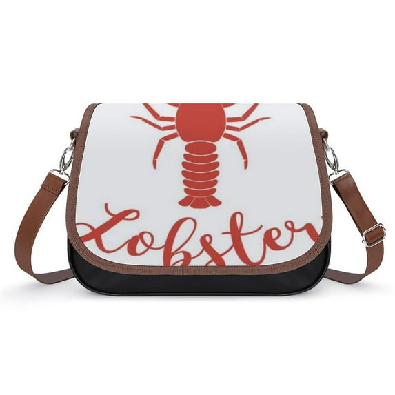 Hand Drawn Lobster Logo Vintage Crossbody Bag for Women Medium Leather Hobo Bags Shoulder Bag Classic City Leather Satchels