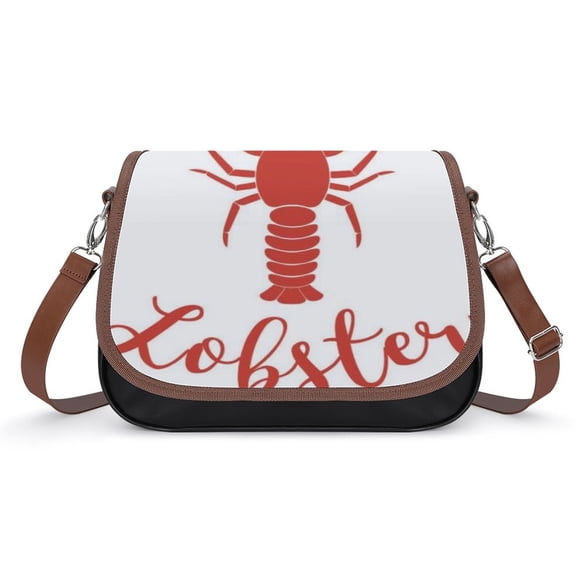 Hand Drawn Lobster Logo Vintage Crossbody Bag for Women Medium Leather Hobo Bags Shoulder Bag Classic City Leather Satchels
