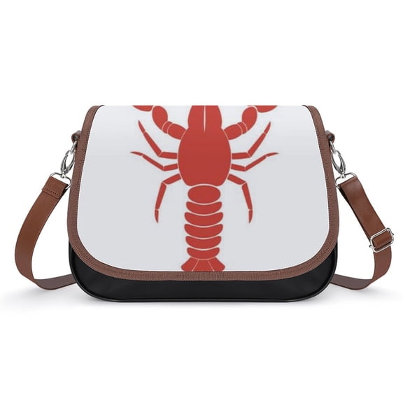 Hand Drawn Lobster Vintage Crossbody Bag for Women Medium Leather Hobo Bags Shoulder Bag Classic City Leather Satchels