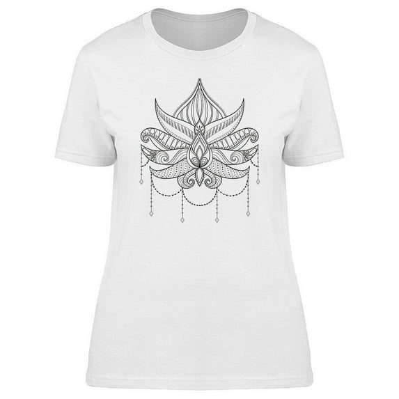 Hand Drawn Lotus Flower T-Shirt Women -Image by Shutterstock, Female XX-Large