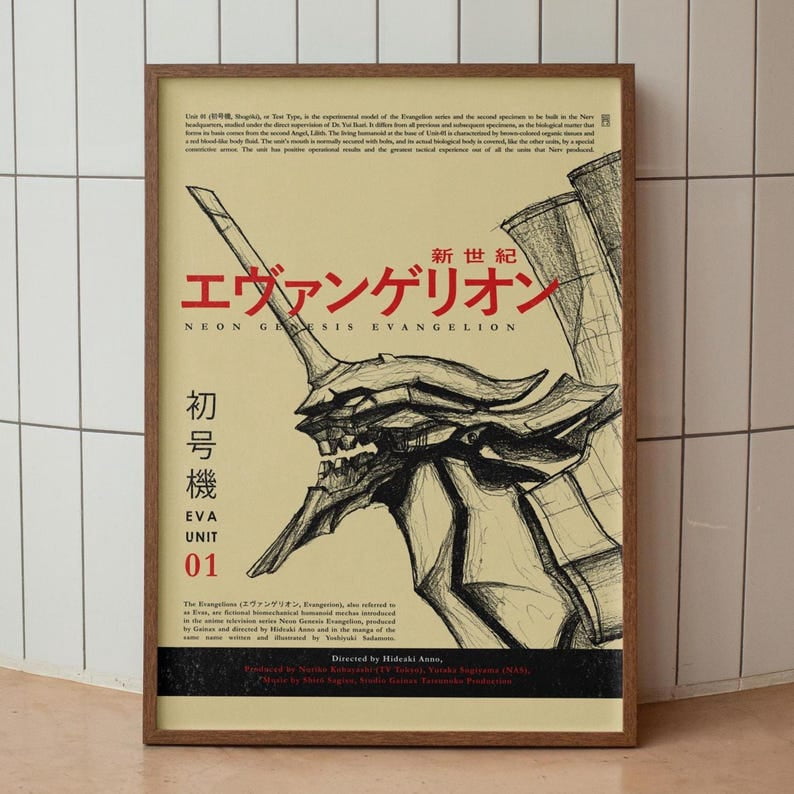 Hand Drawn Mecha Illustration EVA Unit 01 Neon Genesis Evangelion Anime ...