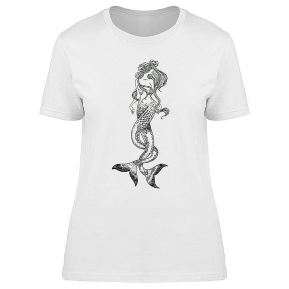 Hand Drawn Mermaid Sketch T-Shirt Women -Image by Shutterstock, Female Medium
