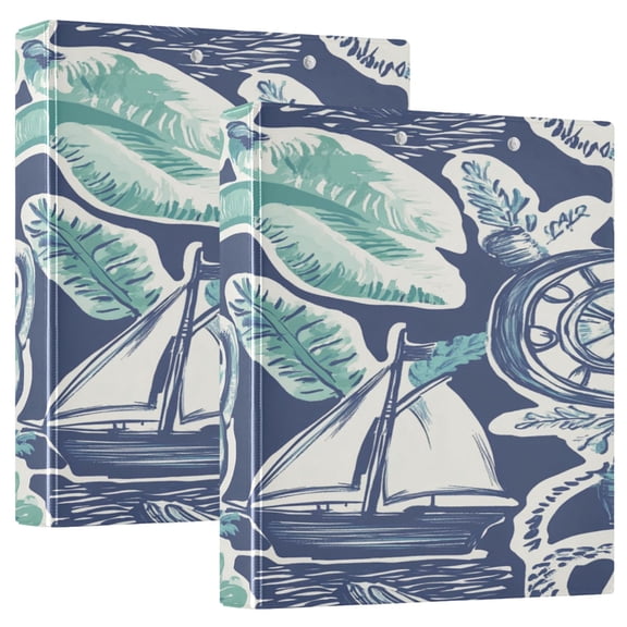 Hand Drawn Modern Potted Plant 12.4x10.6in PVC Round Ring Binder, D-Ring 3-Hole, Metal Clip, 200 Sheets