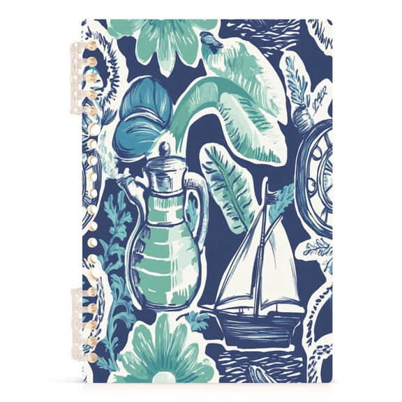 Hand Drawn Modern Potted Plant A5 8.3x5.7in PP Notebook, Adjustable Rings, 60 Sheets, Diary or Journey Note