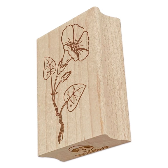 Hand Drawn Morning Glory Flower Rectangle Rubber Stamp Stamping Scrapbooking Crafting - Large 2.5in