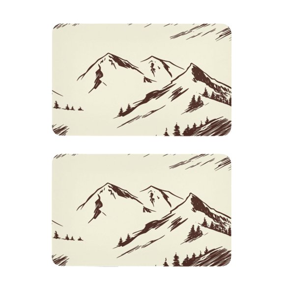 Hand Drawn Mountain Landscape 2 Pack 4x2.5 Inch Magnetic Stickers Thick and Strong for Fridge Dishwasher Teaching