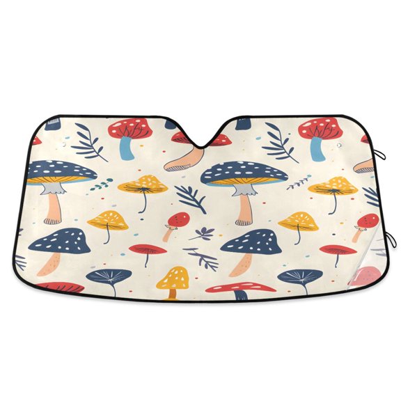 Hand Drawn Mushrooms Car Windshield Sun Shade Foldable Car Front Window Visor Heat and UV Protection 57x31.5