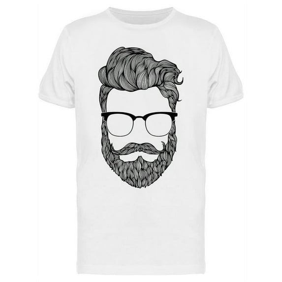 Hand Drawn Mustache Beard Sketch T-Shirt Men -Image by Shutterstock, Male Medium