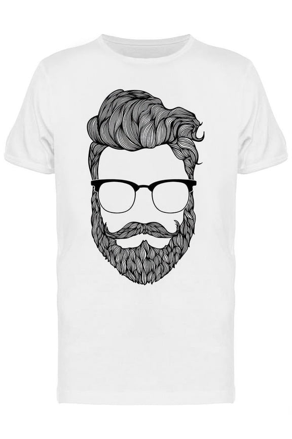Hand Drawn Mustache Beard Sketch T-Shirt Men -Image by Shutterstock, Male XX-Large