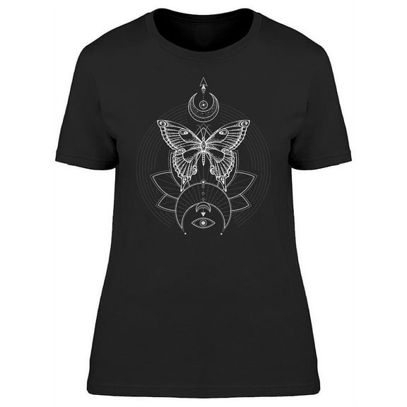Hand Drawn Mystic Butterfly T-Shirt Women -Image by Shutterstock, Female 3X-Large