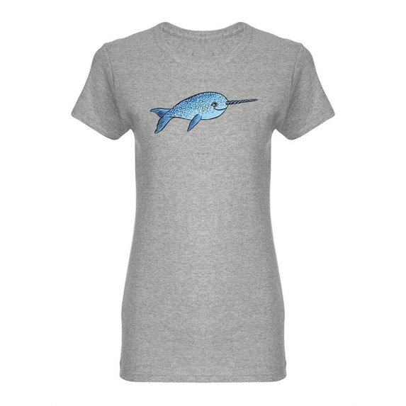 Hand Drawn Narwhal Shaped T-Shirt Women -Image by Shutterstock, Female XX-Large