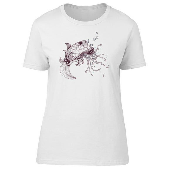 Hand Drawn Of Fish With Bubbles T-Shirt Men -Image by Shutterstock, Male Large