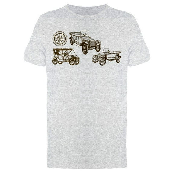 Hand Drawn Old Cars Set T-Shirt Men -Image by Shutterstock, Male Large